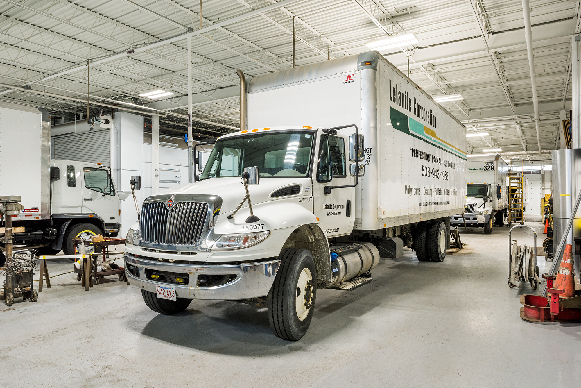 Inside one of the largest Commercial Truck Repair And Collision Service garages In Rhode Island